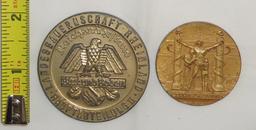 2pcs-Small WW2 German Coin Size Medallions