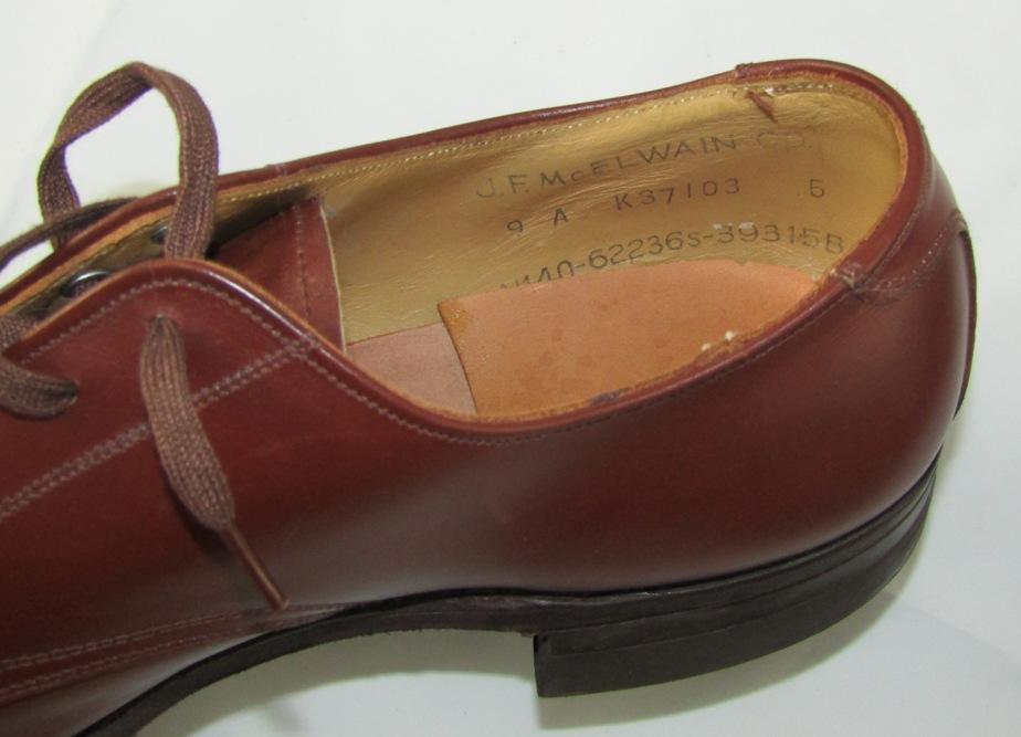 WWII USN Officer's Brown Leather Dress Shoes Size 9A