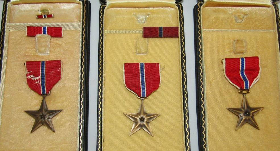 3pcs-Name Engraved Bronze Star Medals with Cases