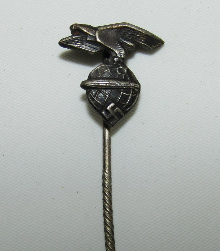 Rare WW2 German Zeppelin Crew Member Stickpin Badge-.900 Silver