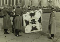 3pcs-Original WW2 German Photo Postcards-Wehrmacht Standarte Bearers In Dress Uniforms