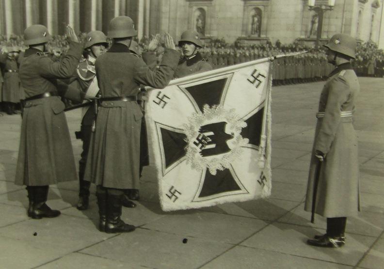 3pcs-Original WW2 German Photo Postcards-Wehrmacht Standarte Bearers In Dress Uniforms