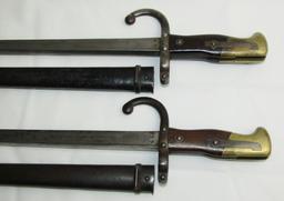 Pair Of late 1800's French GRAS Rifle Bayonets-Both With matching # Scabbards.