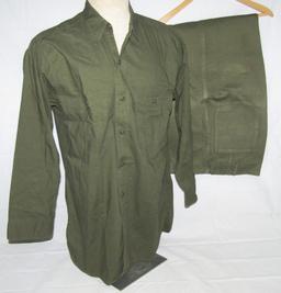 Rare 2pc Set USN O.D. Green Shirt/Pants Dungarees-Seabees