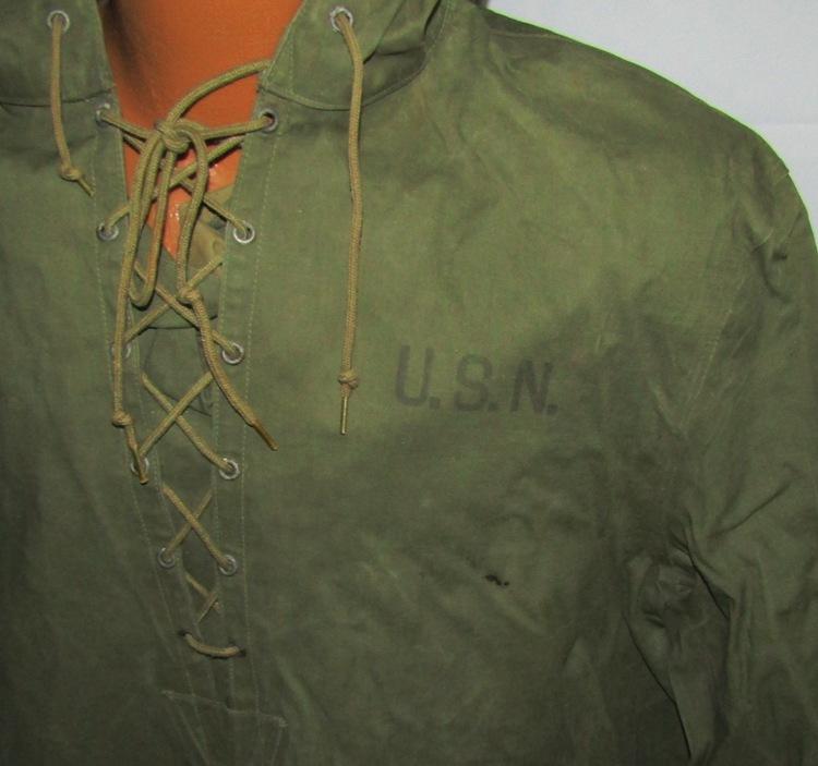 WW2 USN Wet Weather Pull Over Rubberized Canvas Smock