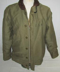 Rare WW2 Period USN O.D. "Whip Cord" Cold Weather Deck Jacket-Size 48