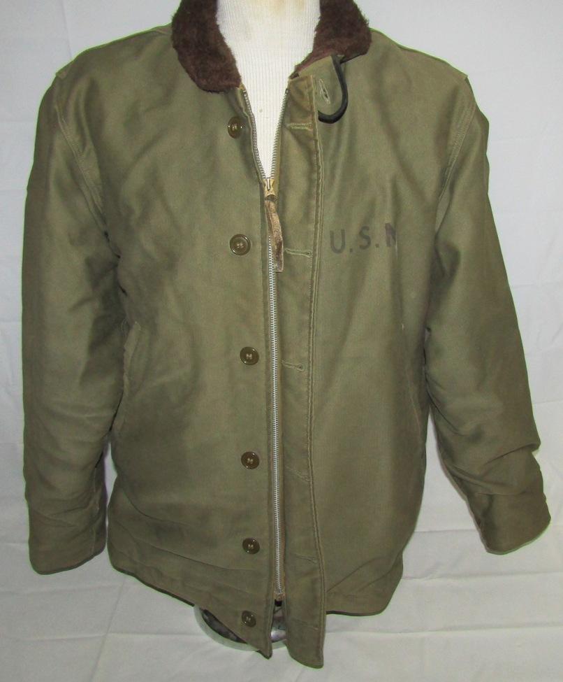 Rare WW2 Period USN O.D. "Whip Cord" Cold Weather Deck Jacket-Size 48