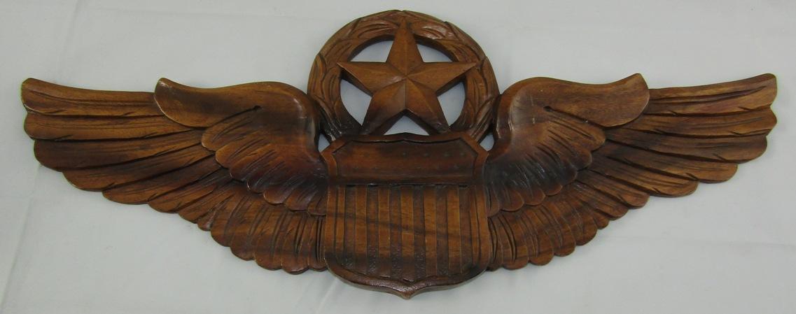 Hand Carved USAAF Command Pilot Wings Wall Hanging