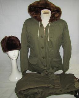 3pcs-WW2 Army Air Corp B-8 Flight Trousers/Eddie Bauer B-9 Flight Jacket & B-9 Cap