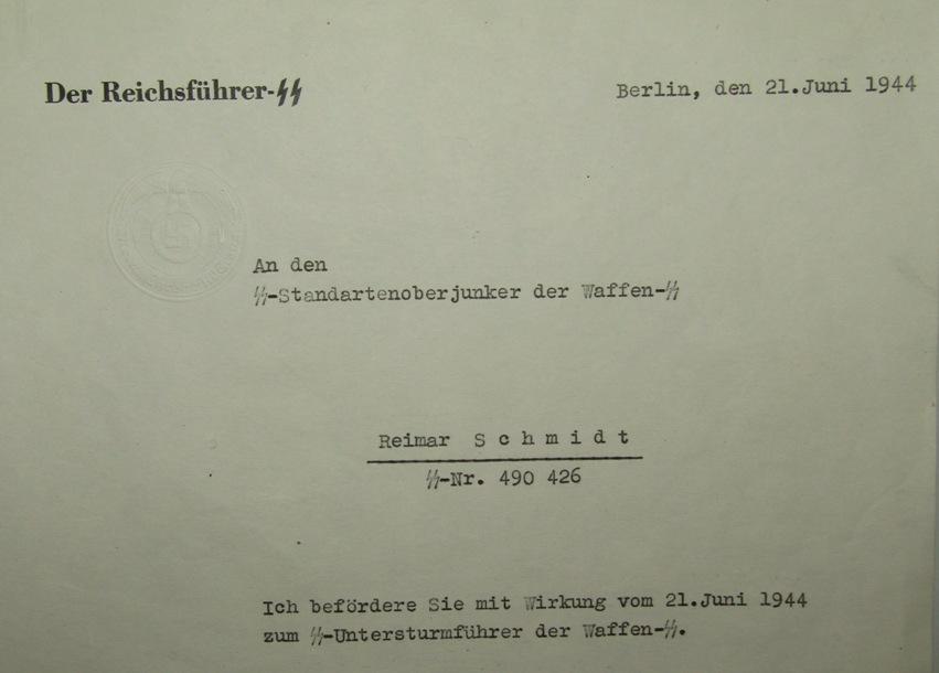 2pcs-Waffen SS Promotion Letter To Father Of Eastern Front  Soldier/Son KIA Notice