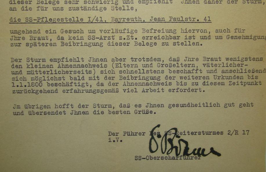 2pcs-Allgemeine/Waffen SS Signed Typewritten Letters-Totenkopf/Reitersturm 2^/17