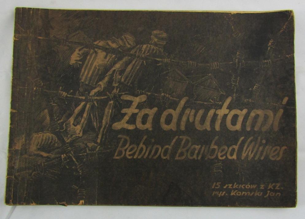 2pcs-Rare WW2 Auschwitz Letter-Rare 1946 "Za Drutami" Concentration Camp Sketches