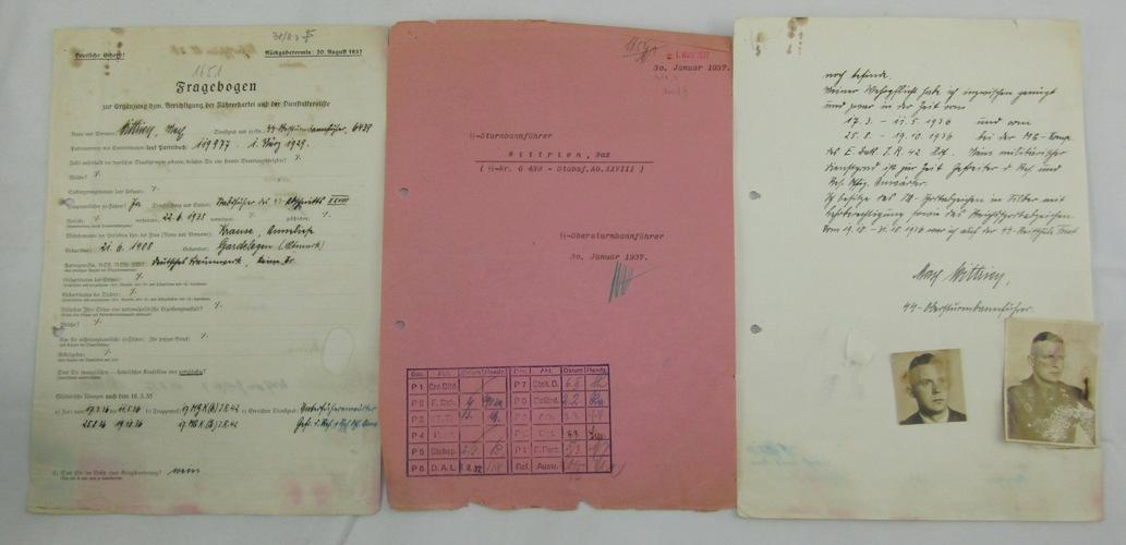 Original Pre WW2 Allgemeine SS Officer's Evaluation Paperwork Grouping