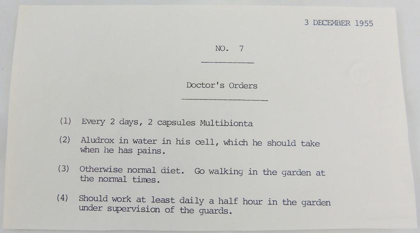 Rare Original typewritten Medicine Schedule For Albert Speer-Signed By Several Doctors