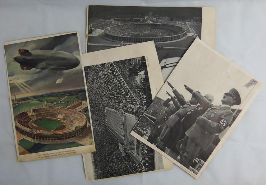 Large Grouping 1936 Berlin Olympics Photo Prints-1932 Cigarette Card Album Photos-Medal Reference