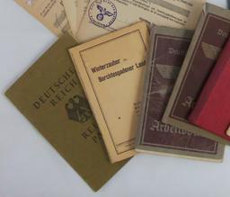 15pcs-Misc WW2 German Wehrpass-Arbeitsbuch-RAD Work Book-Identity Papers Grouping