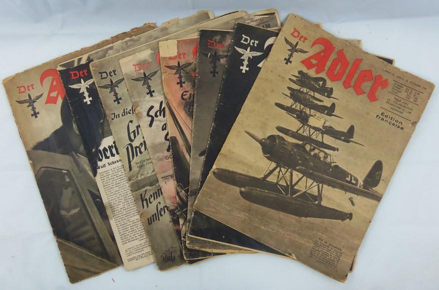 10pcs-Misc. WW2 Period 3rd Reich Magazines-Luft Post-Der Adler Etc.