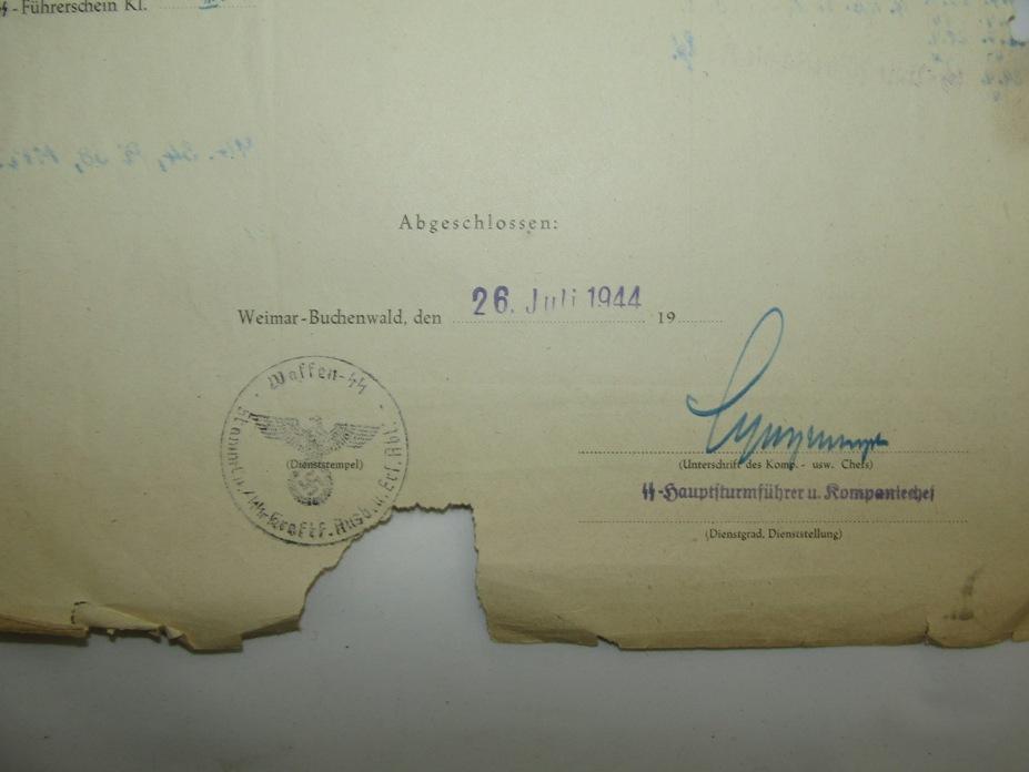 Rare Hitler Youth/Waffen SS Document Grouping-Buchenwald