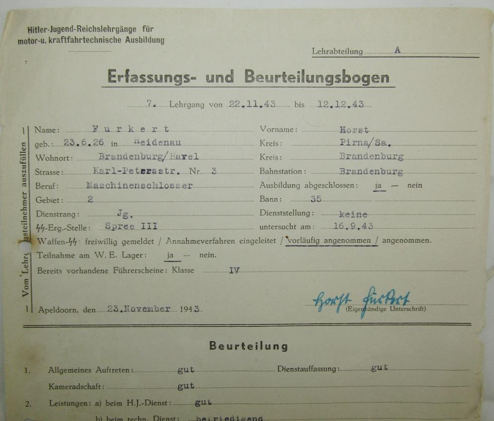 Rare Hitler Youth/Waffen SS Document Grouping-Buchenwald