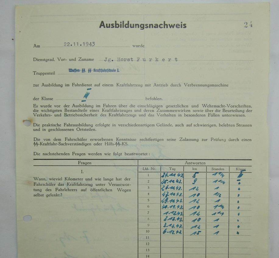 Rare Hitler Youth/Waffen SS Document Grouping-Buchenwald