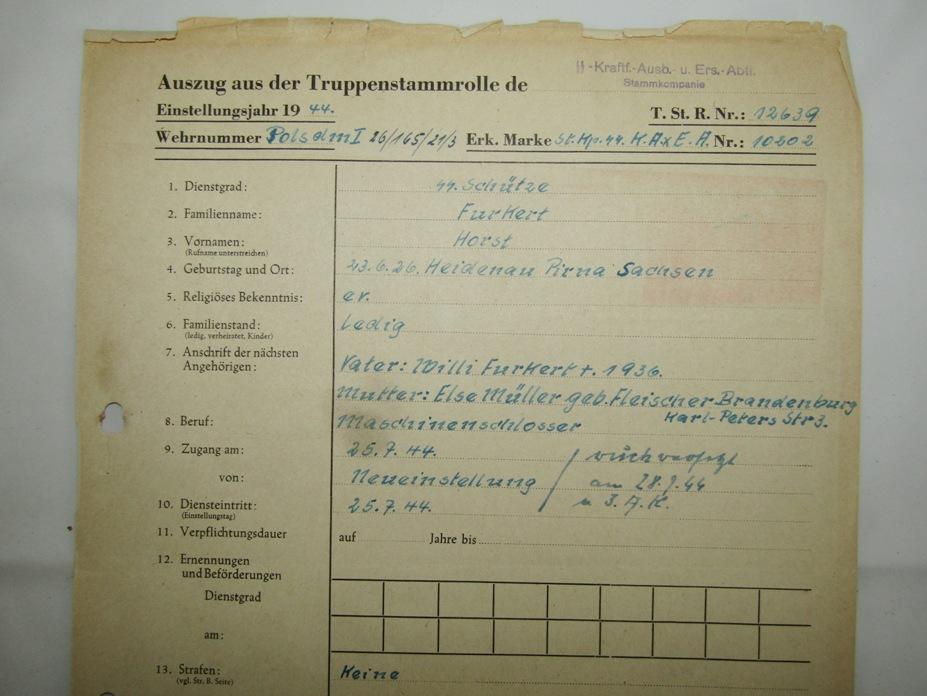 Rare Hitler Youth/Waffen SS Document Grouping-Buchenwald