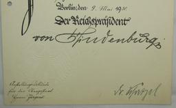 Pre WW1/WW1/Weimar Period German Postal Inspector Promotion Documents-Original Hindenburg Signature