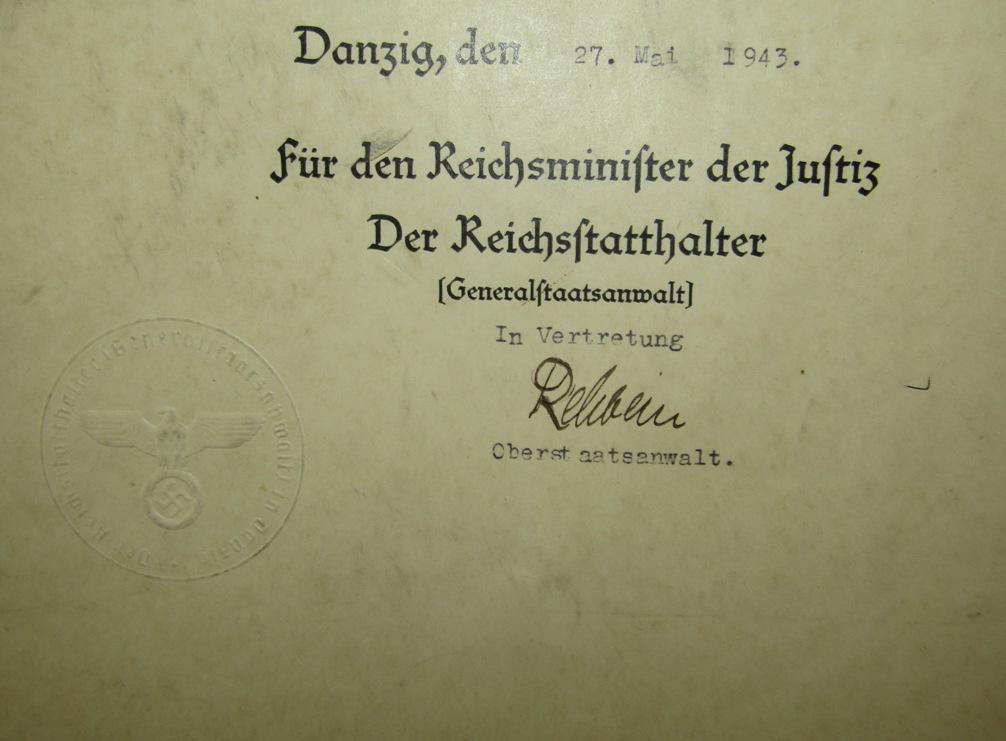 WW2  Promotion Document Grouping Named To 3rd Reich Justice Official