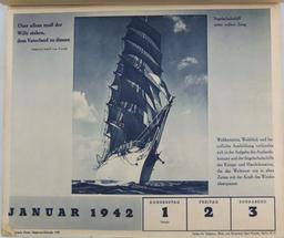 1942 Dated German Kriegsmarine Calendar