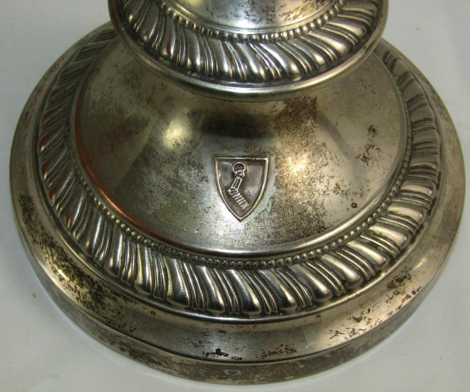 large Silver Over Copper Candlestick With Goring Coat Of Arms Insignia