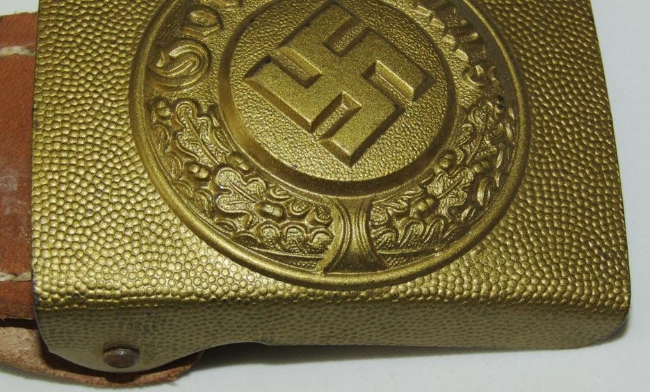 Scarce WW2 Period Nazi Water Police Buckle For Lower Ranks With Leather Tab