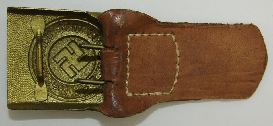 Scarce WW2 Period Nazi Water Police Buckle For Lower Ranks With Leather Tab