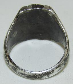 WW2 German Eagle & Swastika Silver Ring