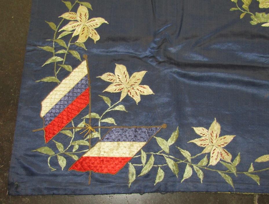 Large Silk Banner With Intricate Embroidery-Flags Of Axis And Allies-Pre WW2