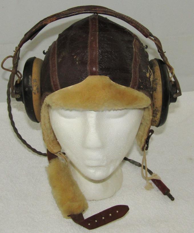 Pre/Early WW2 Army Air Corps Type B-6 Leather Flight Cap With Head Phones