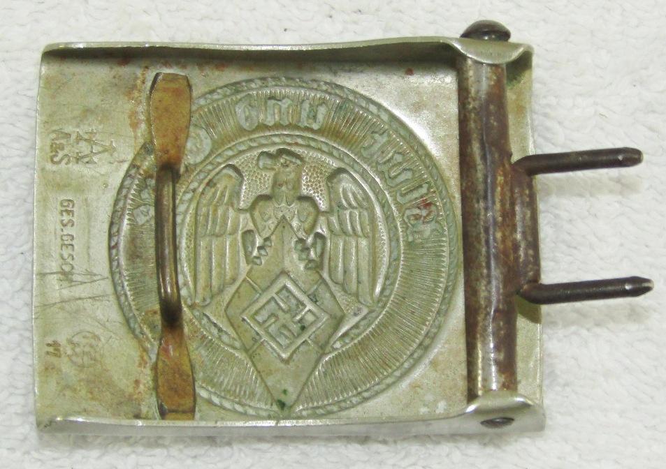 Early WW2 Hitler Youth Belt Buckle-Assmann & Sohn Double Maker Marked