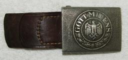 WW2 Wehrmacht Buckle For Enlisted With Leather Tab Dated 1939