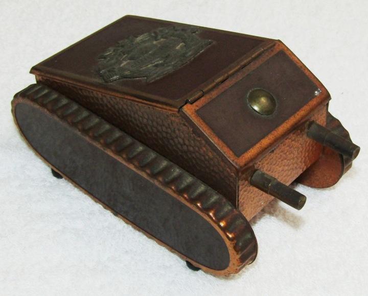 Unique WW1 Period Tank Motif Cigarette Desk Box