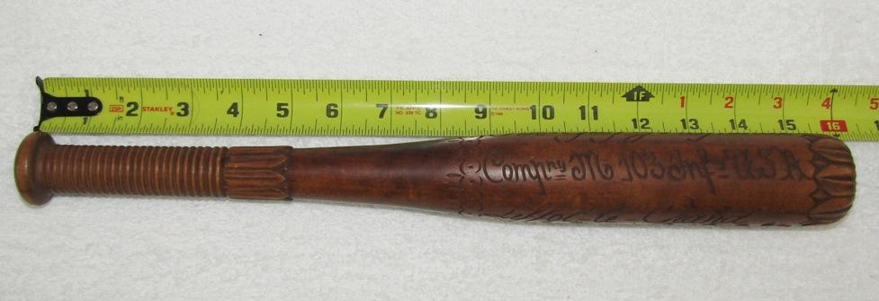 Scarce WWI Theater Made U.S. Soldier MP Wooden "Billy Club" Name & Unit Engraved