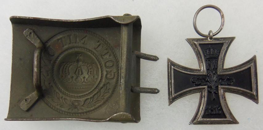 2pcs-WW1 Iron Cross 2nd Class/"Gott Mit Uns" Combat Buckle For Enlisted