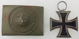 2pcs-WW1 Iron Cross 2nd Class/"Gott Mit Uns" Combat Buckle For Enlisted