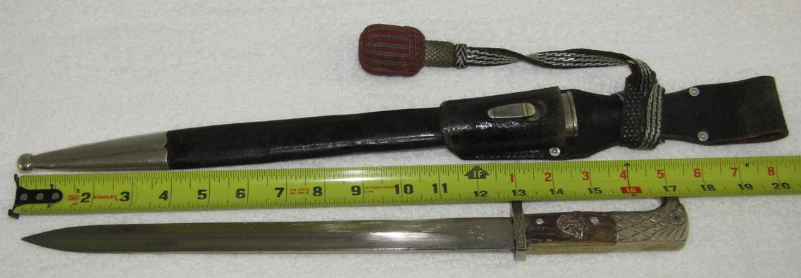 Long Model Nazi Police Dress Bayonet With Portapee/Scabbard-Matching Numbers