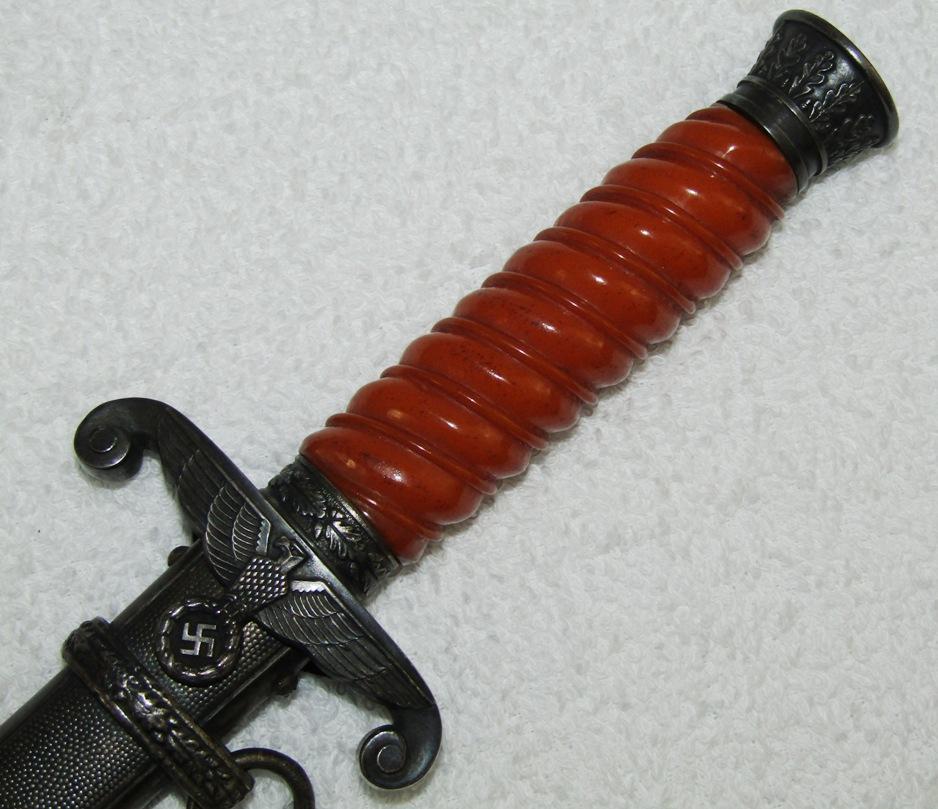 WW2 German Army Officer's Dress dagger W/Scabbard-Rare "Glass" Grip