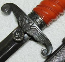 WW2 German Army Officer's Dress dagger W/Scabbard-Rare "Glass" Grip