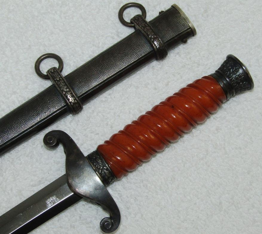 WW2 German Army Officer's Dress dagger W/Scabbard-Rare "Glass" Grip