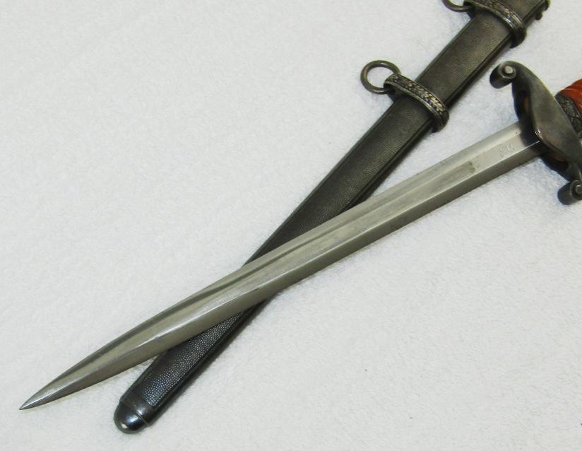 WW2 German Army Officer's Dress dagger W/Scabbard-Rare "Glass" Grip