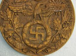 Unique One Of A Kind Early Nazi Party Hand Carved Wood Plaque-Artist Signed-Dated 1933