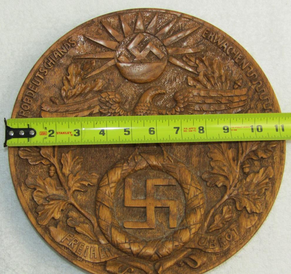 Unique One Of A Kind Early Nazi Party Hand Carved Wood Plaque-Artist Signed-Dated 1933