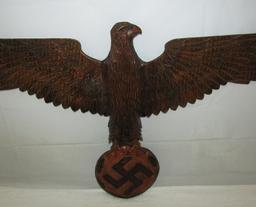 Intricate WW2 Period Hand Carved Wooden Eagle W/Swastika-For Podium?