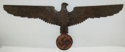 Intricate WW2 Period Hand Carved Wooden Eagle W/Swastika-For Podium?