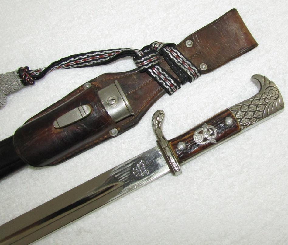 WW2 Nazi Police Officer's Dress Bayonet W/Scabbard/Portapee-Matching Unit Numbers-Alcoso